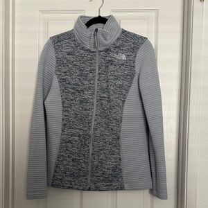 The North Face Heathered Light Gray Zip-Up Fleece Jacket